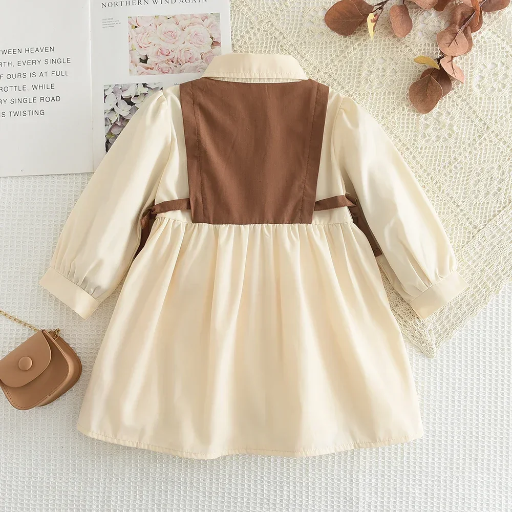 3 To 7 Years Old Autumn Long Sleeved Color Blocked Lapel Button Dress Kids  Dresses for Girls Spring Casual Children's Clothing - AliExpress 1501