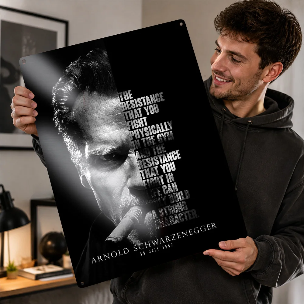 Arnold Schwarzenegger Printed Poster Customized Aluminum Metal Sign Film Icon Wall Art Enhances Media Rooms And Collector Dens