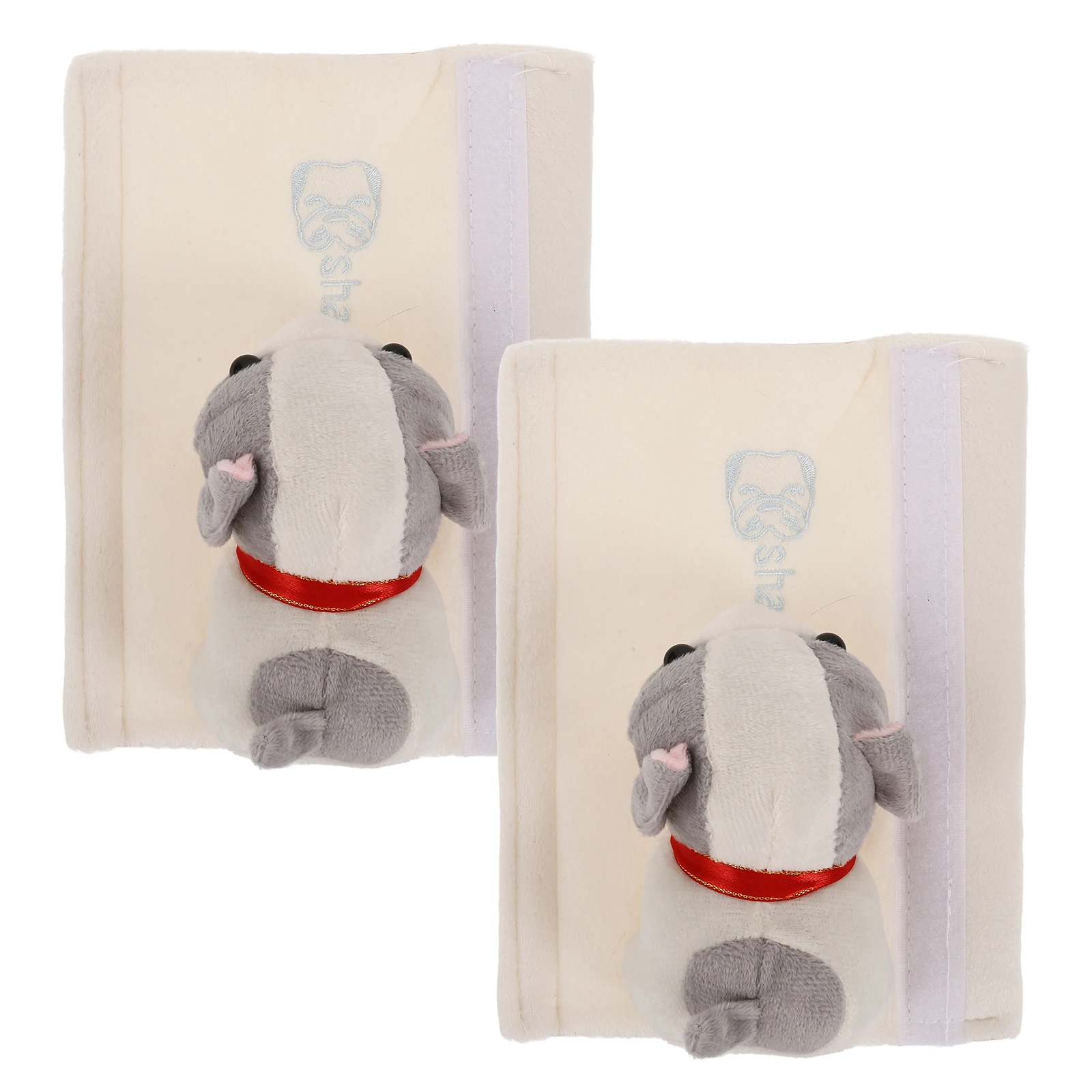 

2pcs Safety Belt Shoulder Cover Cartoon Design Car Accessories Lightweight Cushion Gray Skin Protection Easy