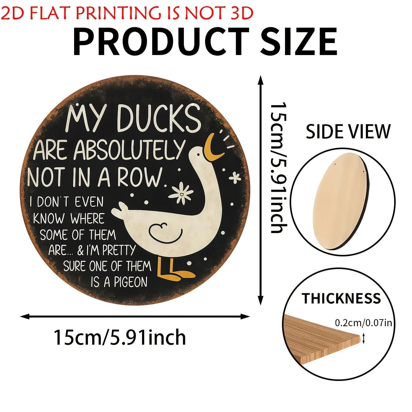2D Flat, 1pc Wooden Decorative Sign And Plaque, Funny Duck Wall Decor 