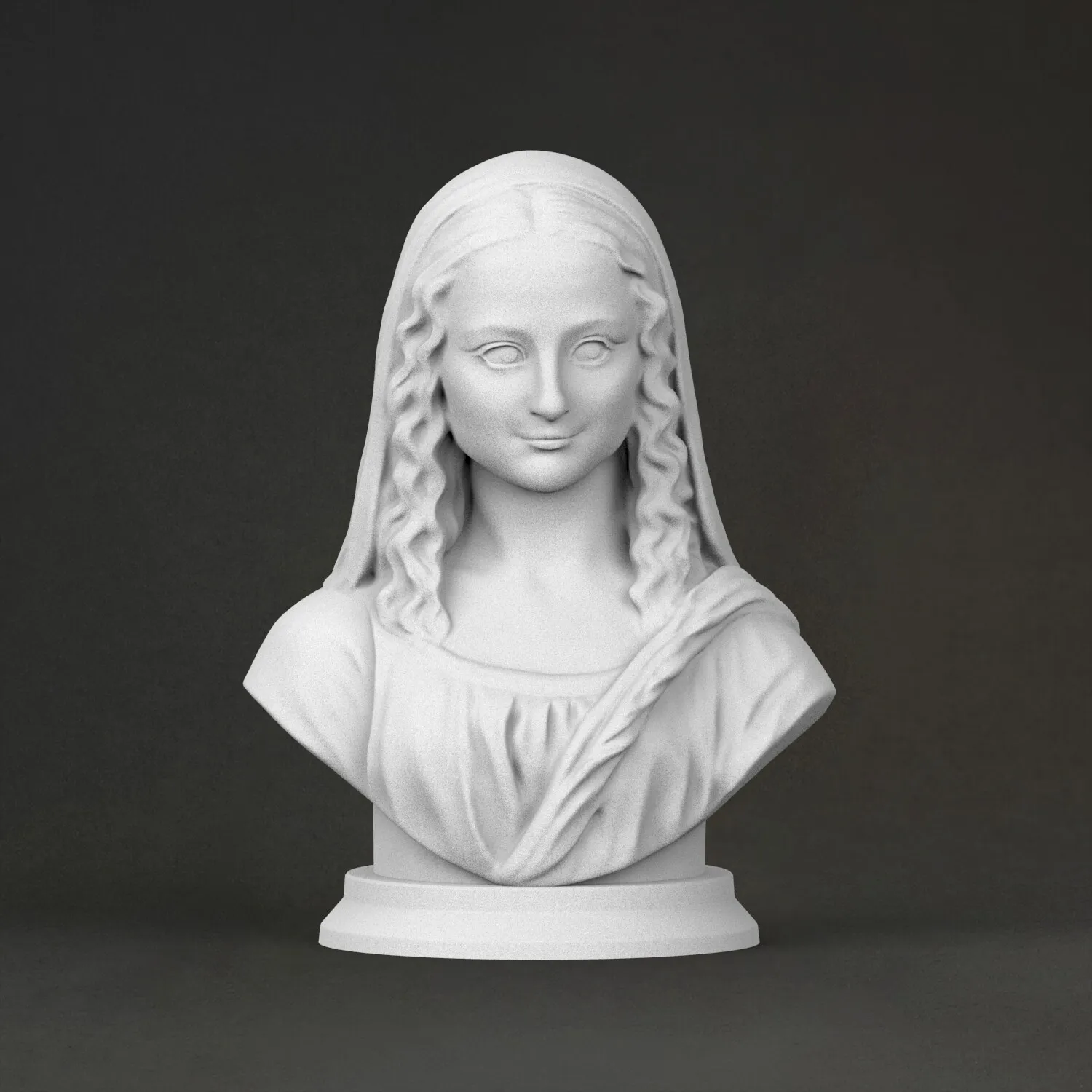 'The smiling Mona Lisa' Sculpture, 3D Printed Resin Material, Hand-Painted, Plaster-Like Ornaments(Ships Within 10 Days）