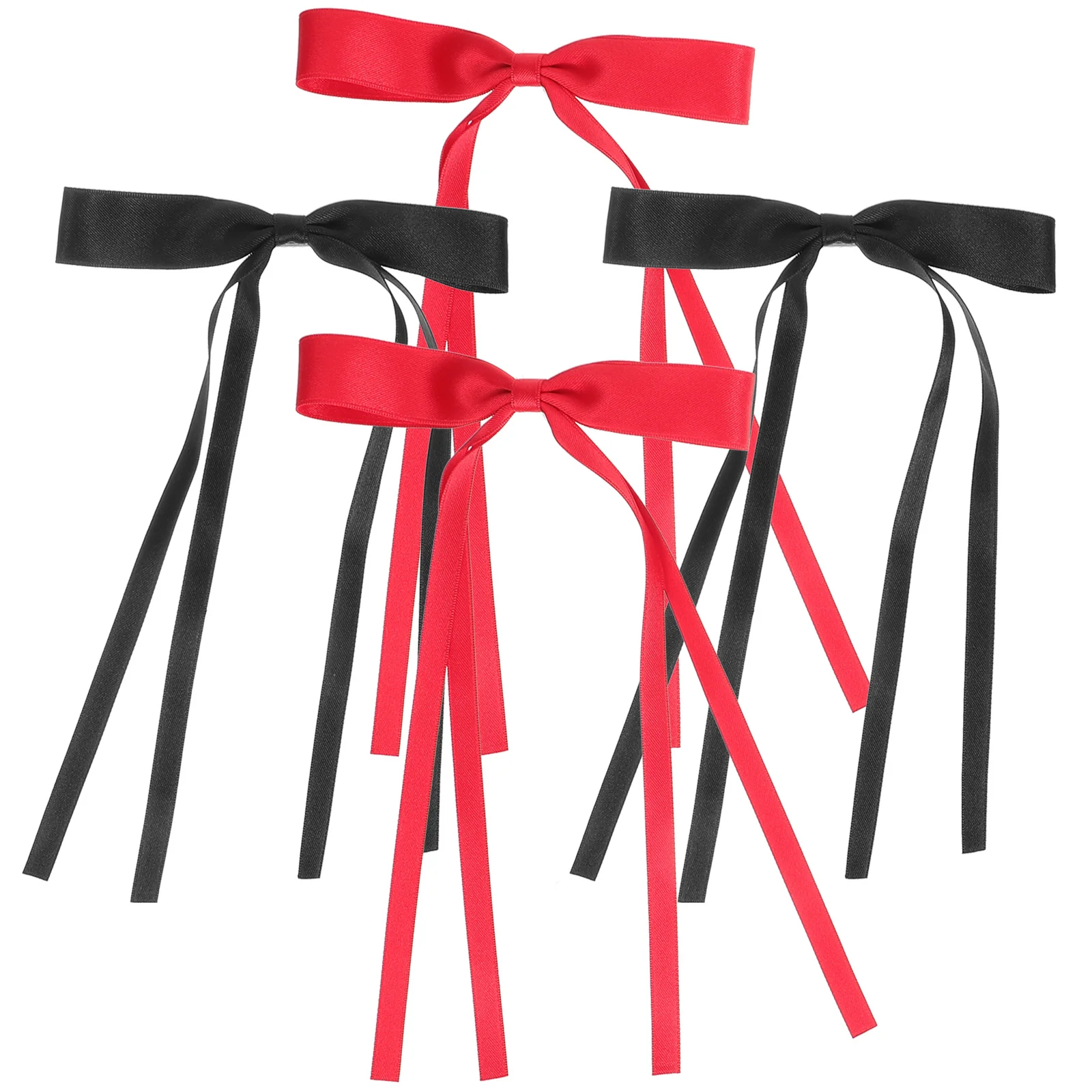 

4pcs Large Bowknot For Women Tassel Ribbon Long Tail Accessories Wedding Bridal Elegant Daily Use Bows Bow Clips Bride
