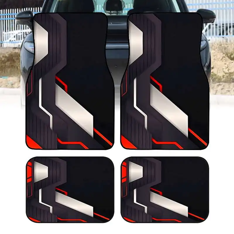2pcs/4pcs Cool Car Floor Mats, Suitable For Sedans, Trucks, And SUVs, Make An Ideal Gift Choice. These Durable Floor Mats Are Pe