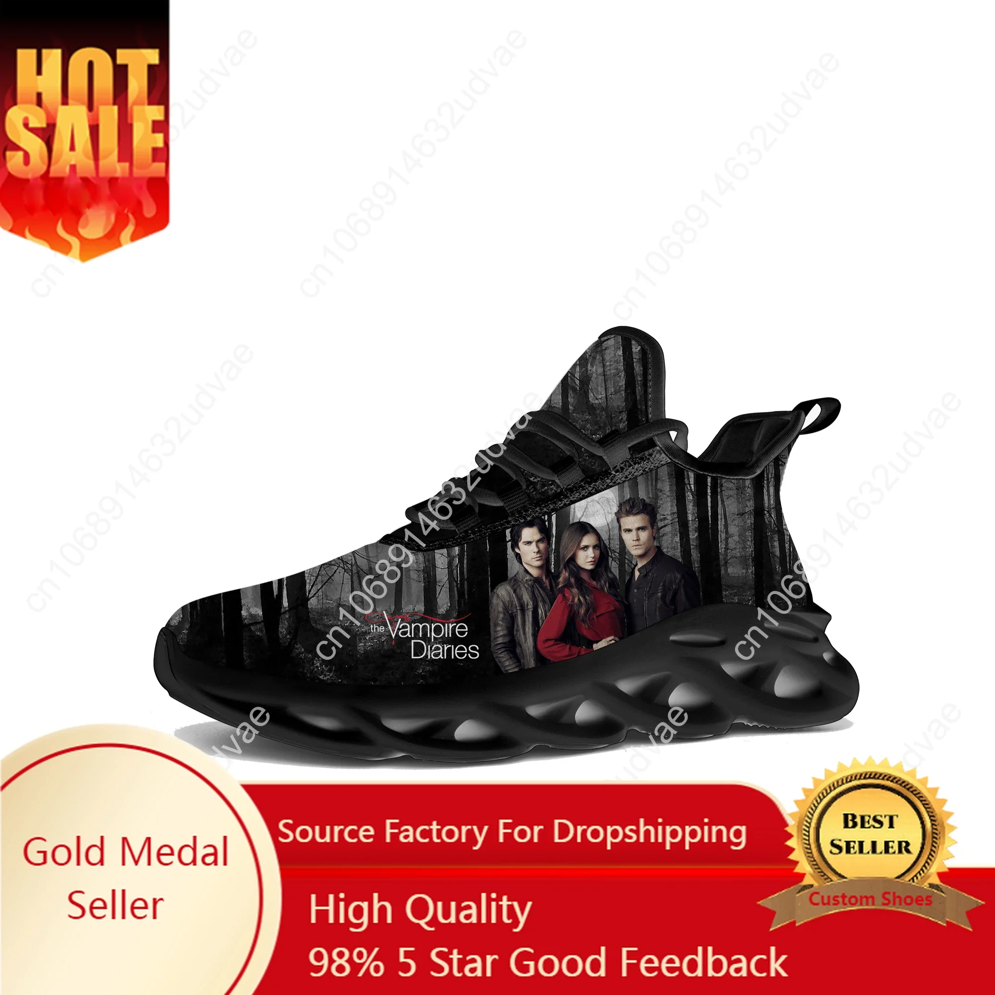 The Vampire Diaries Flats Sneakers Mens Womens Sports Running Shoes Damon Salvatore High Quality Sneaker Customized Made Shoe