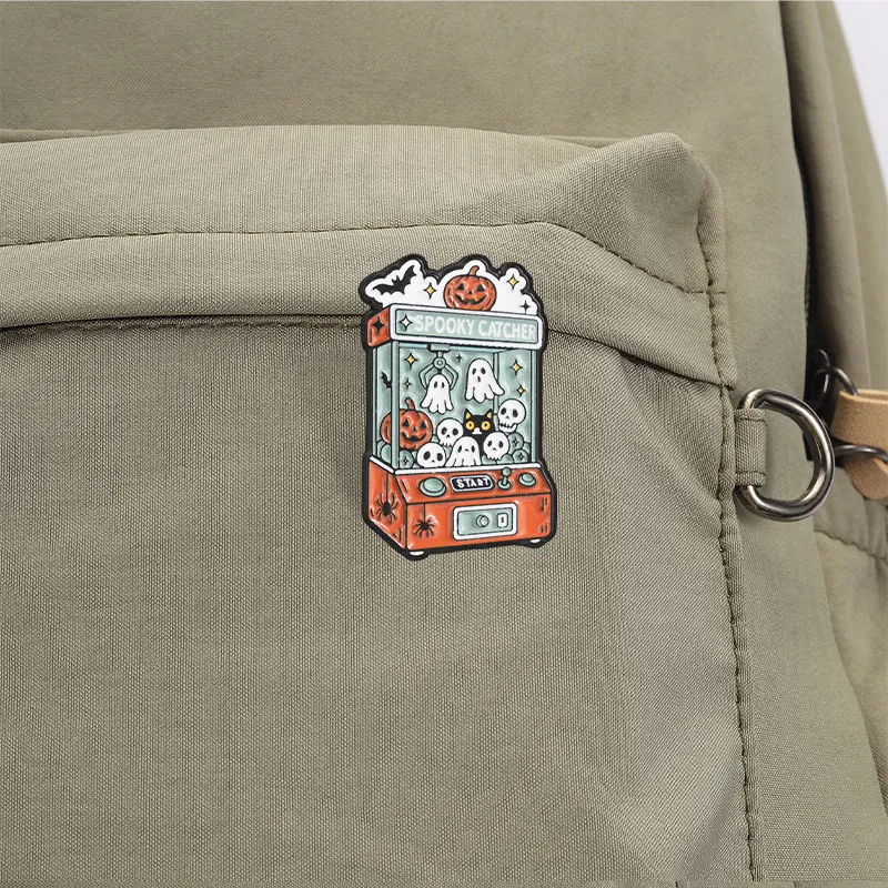 Spooky Catcher Emaille-Anstecknadel Halloween Gruselig Niedliche Broschen Kamera-Kassetten-Badge 90er Vintage Geister-Schmuck Geschenk für Freunde – Detail 6