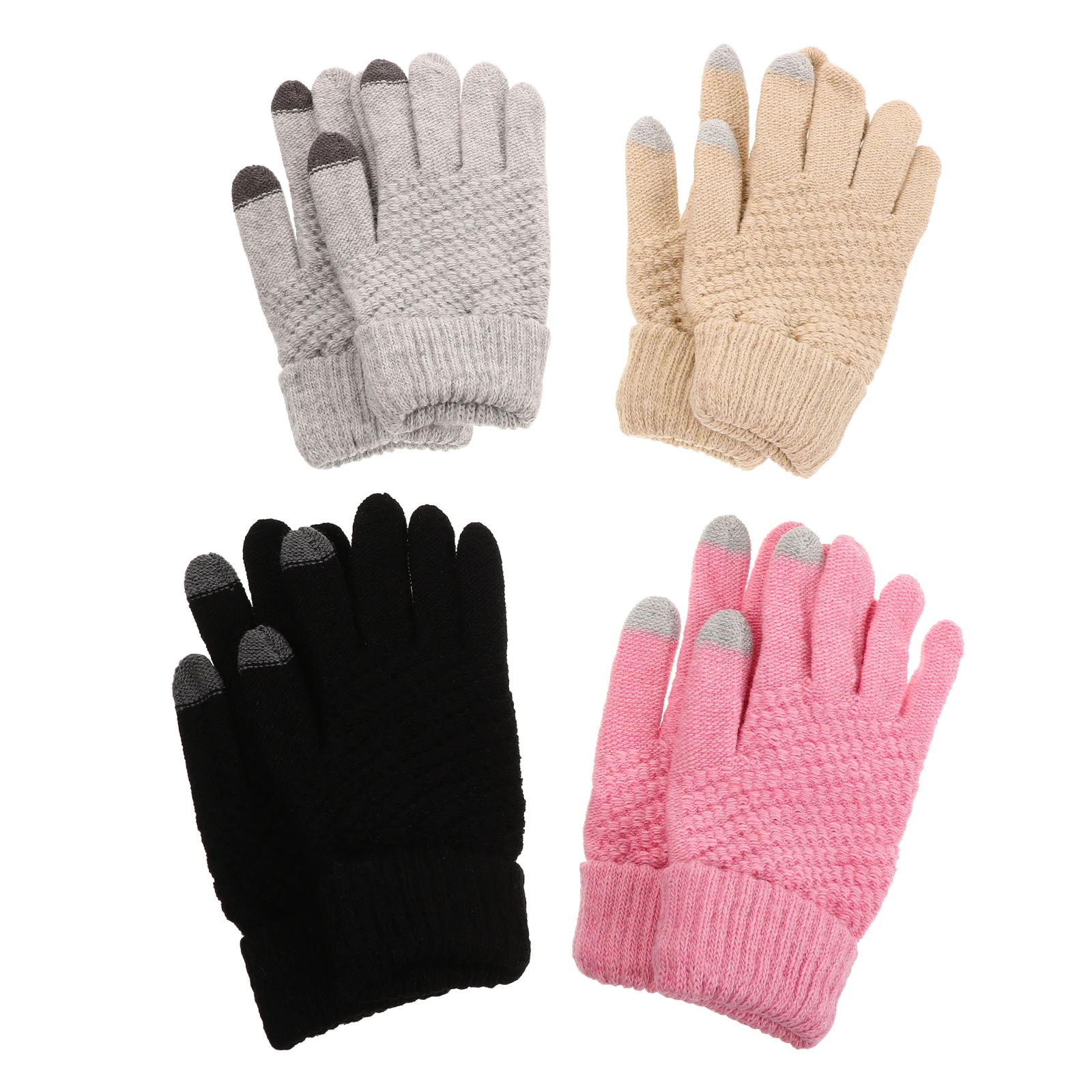 

4pcs Touch Screen Warm For Women Men Winter Cold Weather Thickened Insulated Cycling Running Anti Slip Full Finger Separated