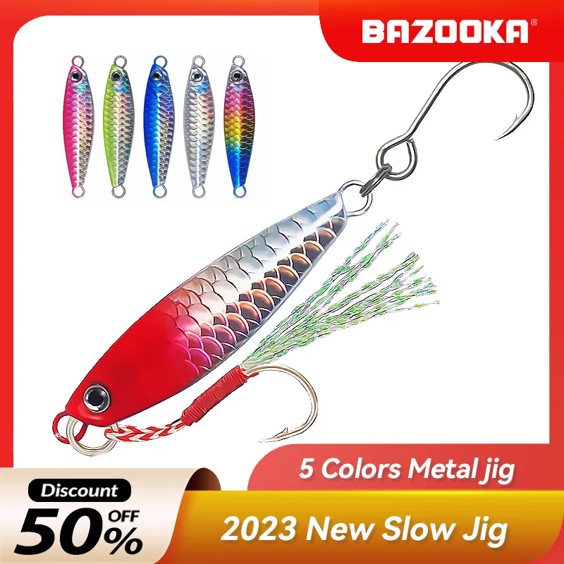 

Bazooka Slow Jig Bait Fishing Lure Metal Jigging Spoon Laser Artificial Bait Boat Cast Super Shore Casting Hard Bass Winter Bait