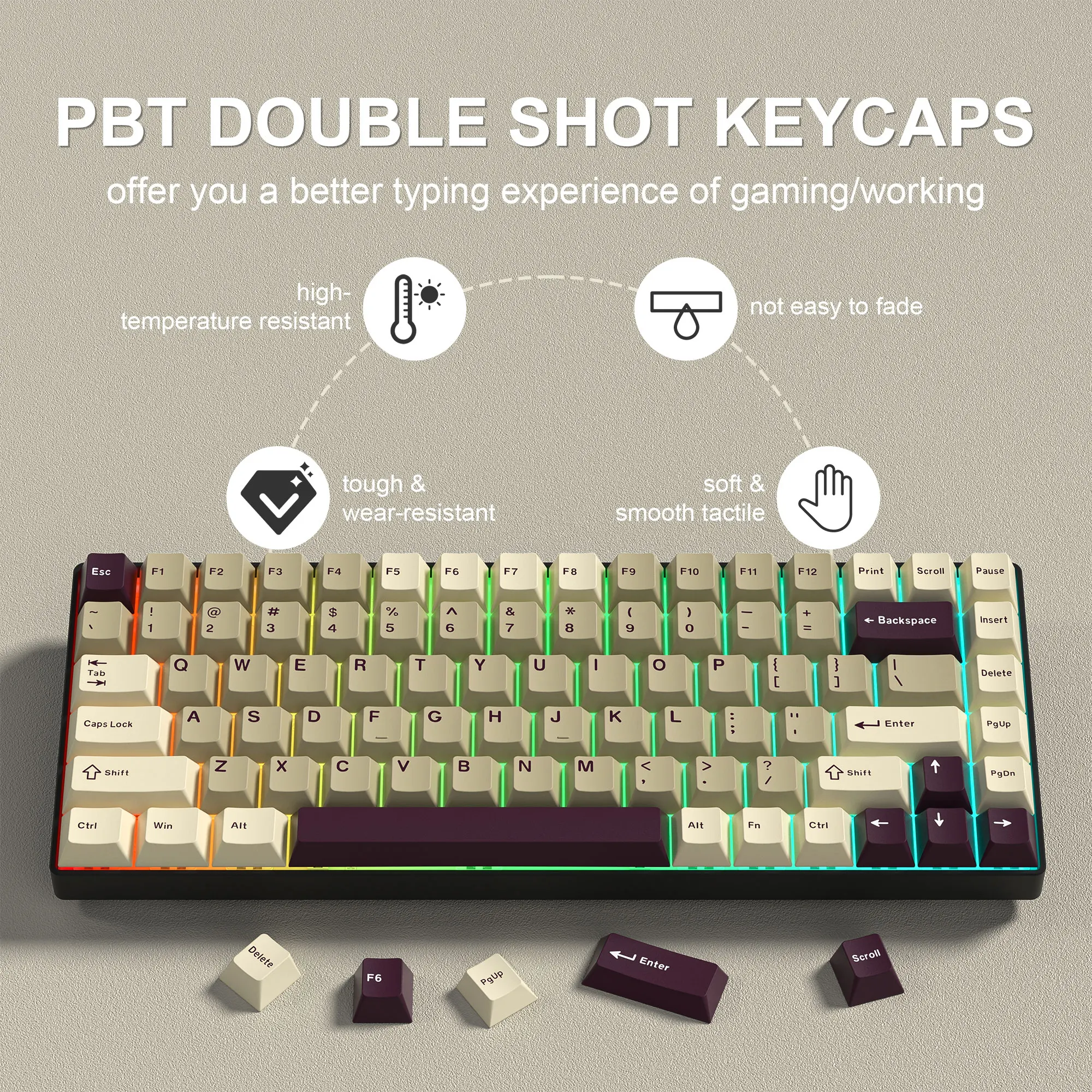 168 Keys PBT Keycaps Cherry Profile White Purple Double Shot Key Caps for Gateron Cherry MX Switches Mechanical Gamer Keyboard