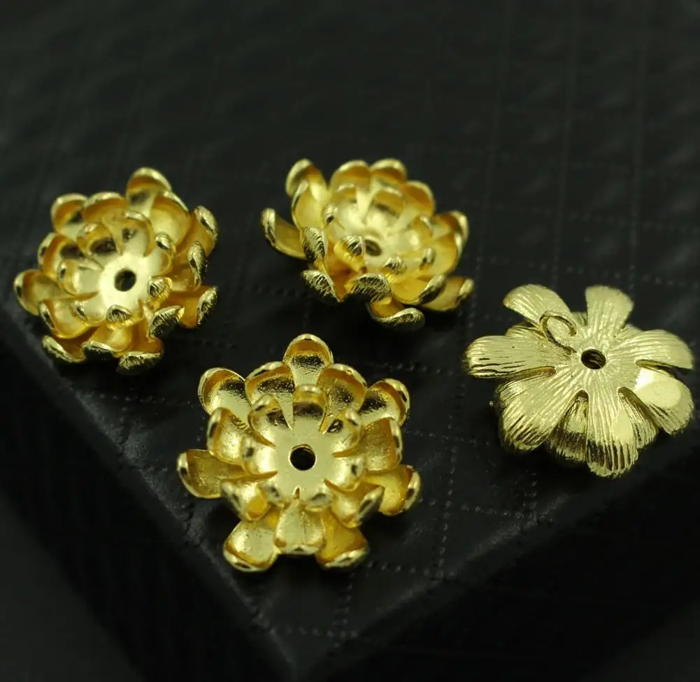 20pcs Quality Brass Casted Chrysanthemums Flower Charms Pendant Beads Caps Colors DIY Stuffs Hair Jewelry Accessories
