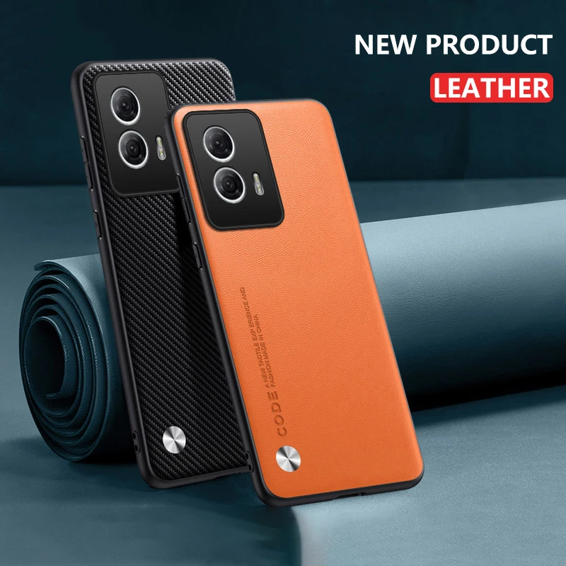 حافظة جلدية لموتورولا موتو حافة 50 انصهار ، مصنوعة من ألياف الكربون سيليكون ، حماية صلبة للهاتف المحمول