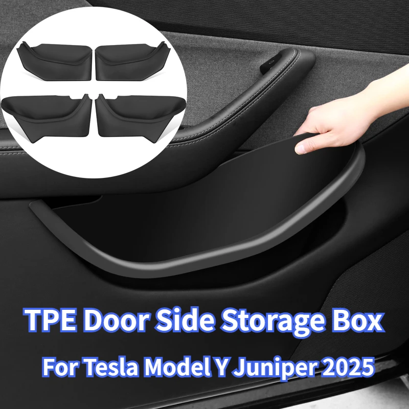 

Door Side Storage Box for Tesla Model Y Juniper 2025 Handle Pocket Armrest Driver Passenger Storage Tray Container Organizer