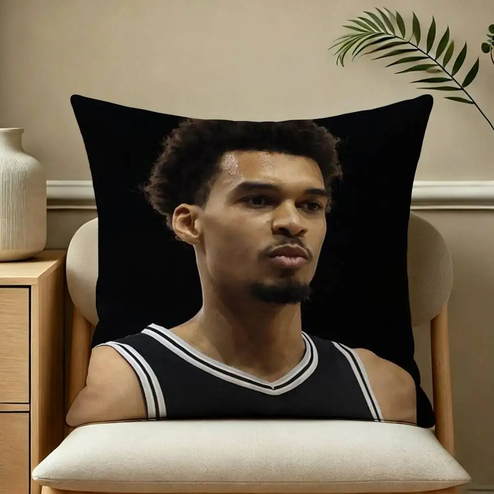 Rising Star V-Victor Wembanyama Square Double-Sided printed Pillow Case Bedroom Bedside Pillow Sofa Cushion Cover