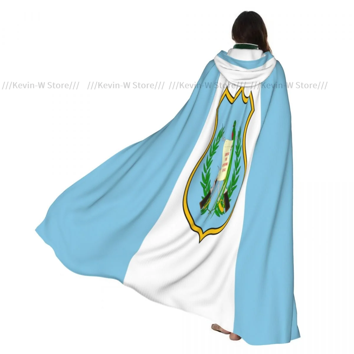 

Long Cape Cloak Flag Of Guatemala Print Hooded Cloak Coat Autumn Hoodies
