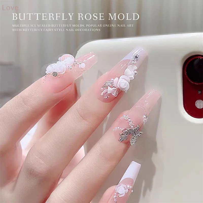  3D قالب من السيليكون زهرة مسمار الفن زينة الأظافر DIY تصميم فراشة مسمار العفن ختم لوحة قالب مانيكير #3