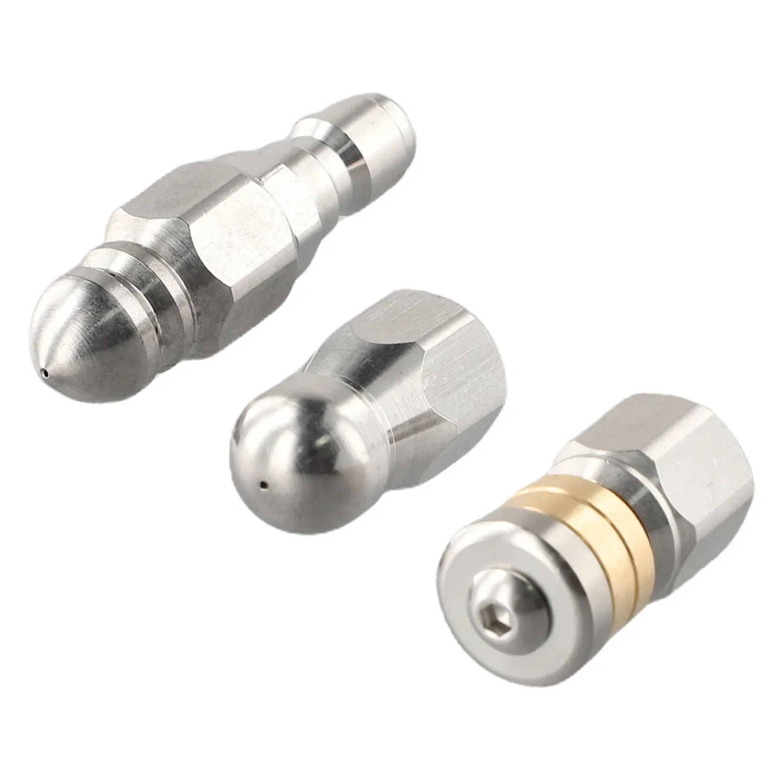 3PCS Sewer Jetter Rotary Nozzle 1/4 In Pressure Washer Hose Quick Connect Sewer Jetter Nozzles Cleaning Pipe Drain Garden Tool