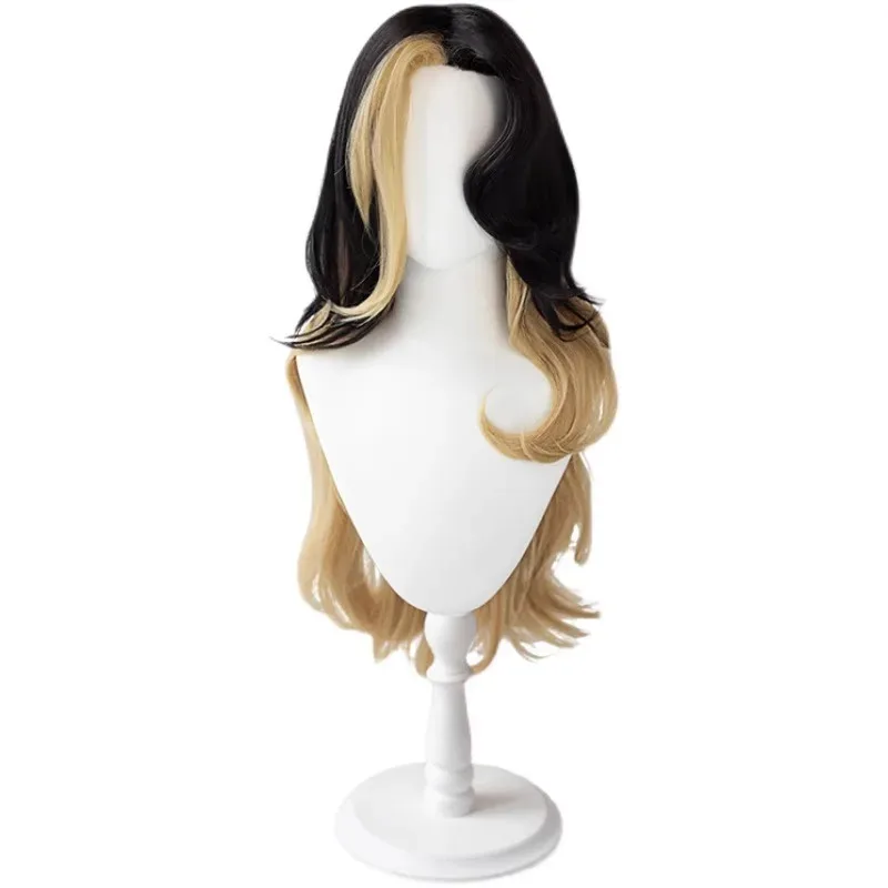 DY20Coven El zorro de nueve colas Ahri Cosplay Pelo sintético Glod Negro Peluca larga mixta25