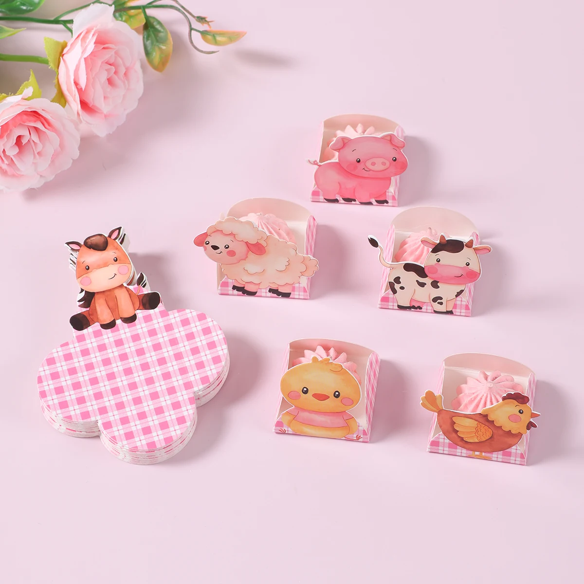 Farm Animals Chocolate Paper Spacer Happy Birthday Party Decoration Kids Favors Spacer Tray Baby Shower Birthday Party Supplies