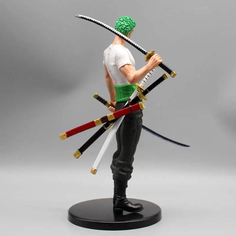 24.5 cm EEN STUK Roronoa Zoro GK Randapparatuur Anime Figuur Groene Buikband Holding Zwaard Battle Scène Pvc Hand Model Ornament speelgoed