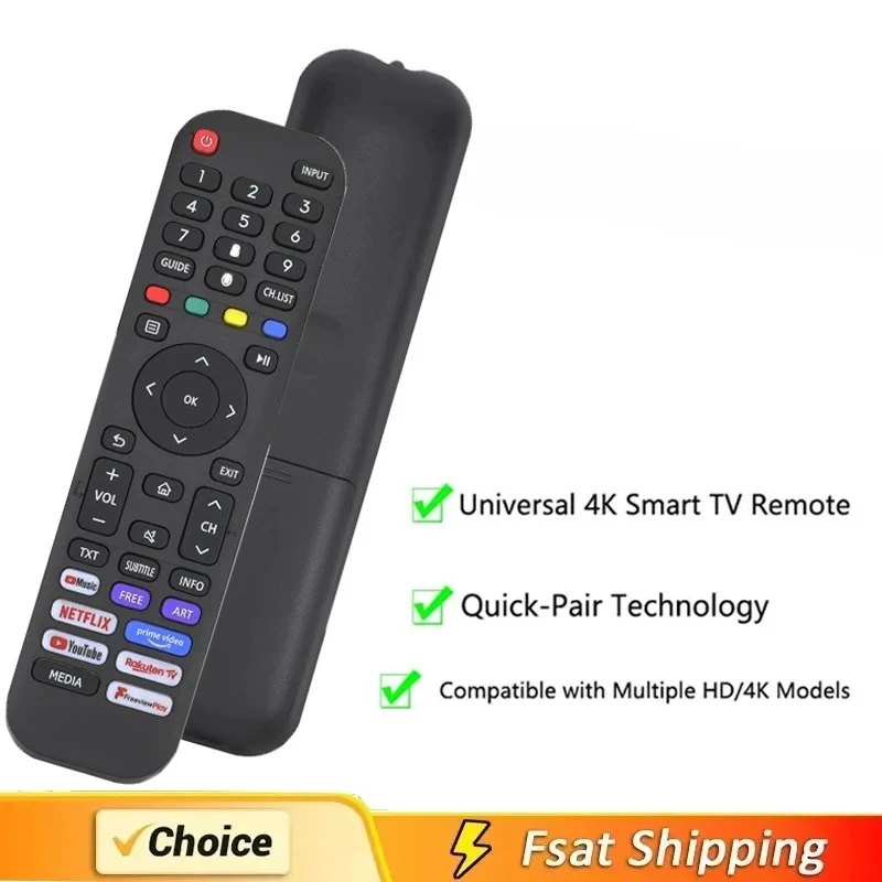 Mando a distancia universal para todos los controles remotos de TV Hisense, mando a distancia de TV inteligente de repuesto para Hisense 4K UHD Android Smart TV con Netflix Prime