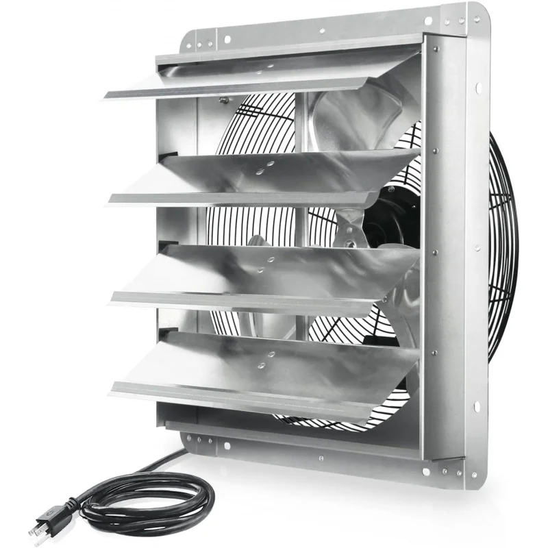 

18 Inch Shutter Exhaust Fan, 2450CFM High Speed Wall Mounted Vent Fan with 1.65m Power Cord