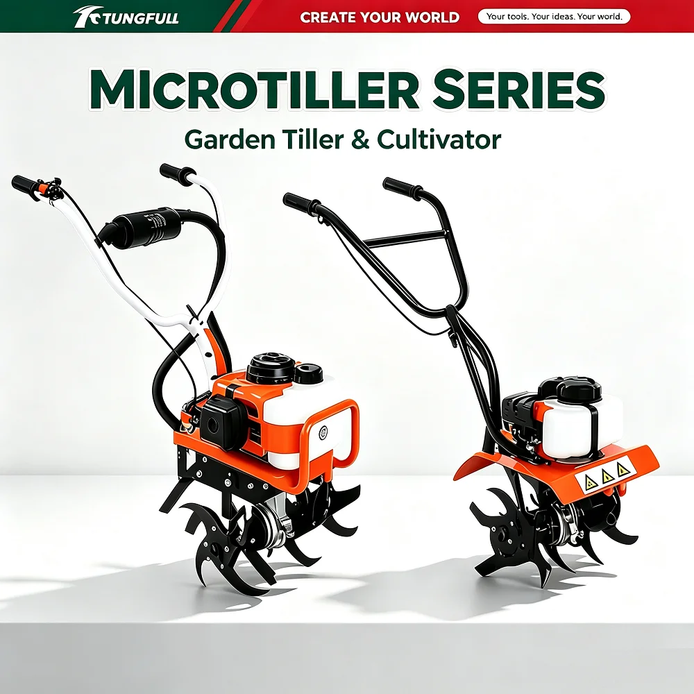TUNGFULL Multi-function Rotary Tiller Gas-Power Cultivator Mini Tiller 4 Stroke/2 Stroke Agricultural Garden Machinery Tools