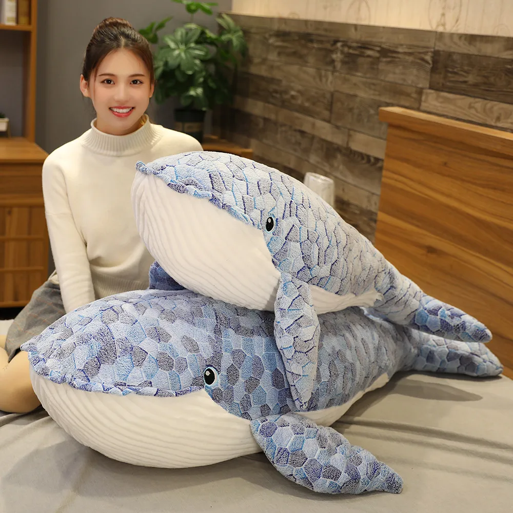 Huge 150cm Cartoon Whale Plush Toy Blue Whale Soft Doll Throw Pillow Xmas Gift b2723