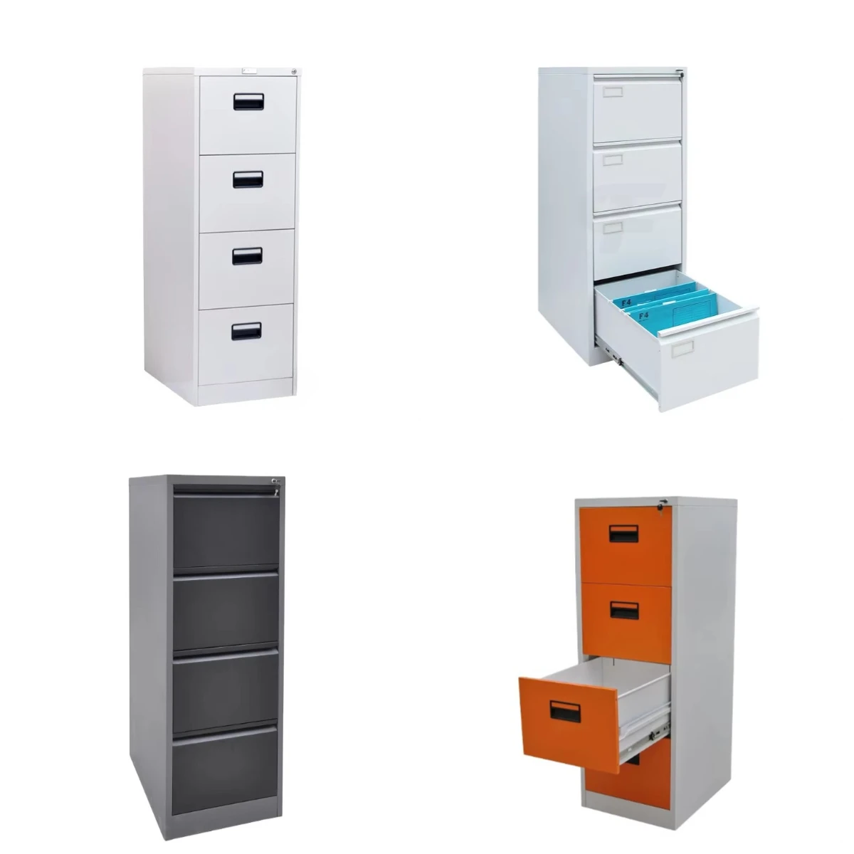4-Drawer Vertical Office Furniture Steel Locker Grey Metal Cabinet for Filing for Organizing Documents and Files