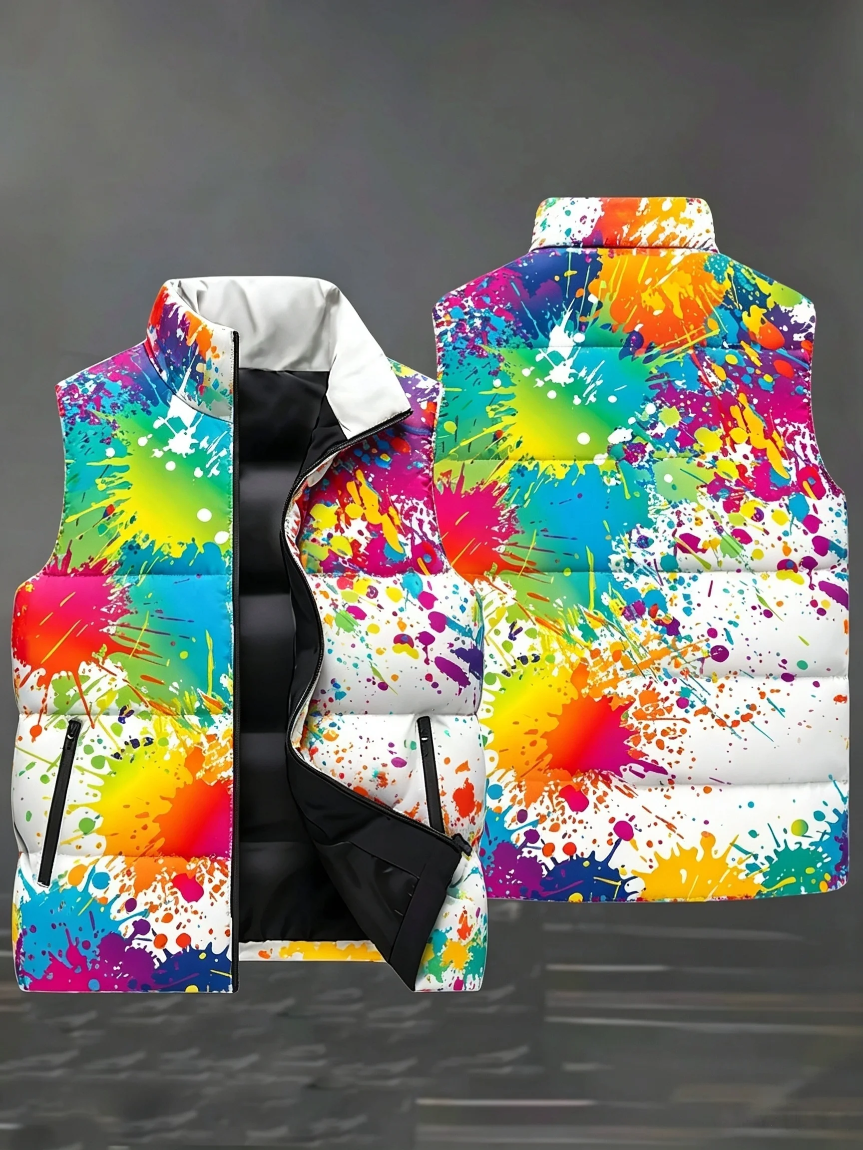 Men's winter warm cotton vest, men's fashionable camouflage windproof warm vest, thick warm mountaineering skiing vest, clothing