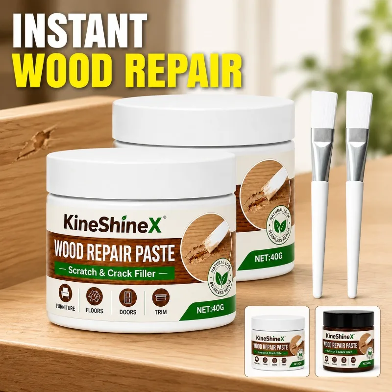 Wood Scratch Repair Paste Filler for Furniture Floors Doors, Quick Dry Color Correction Kit with Brush for DIY Home Maintenance