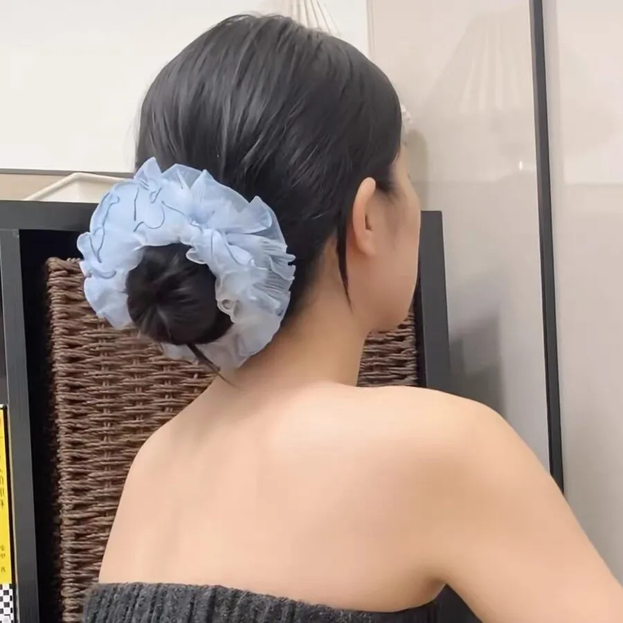 Lace Tulle Scrunchie High Quality Hair Rope for Messy Bun Elegant Lightweight Cute Girly Headwrap Daily Wear