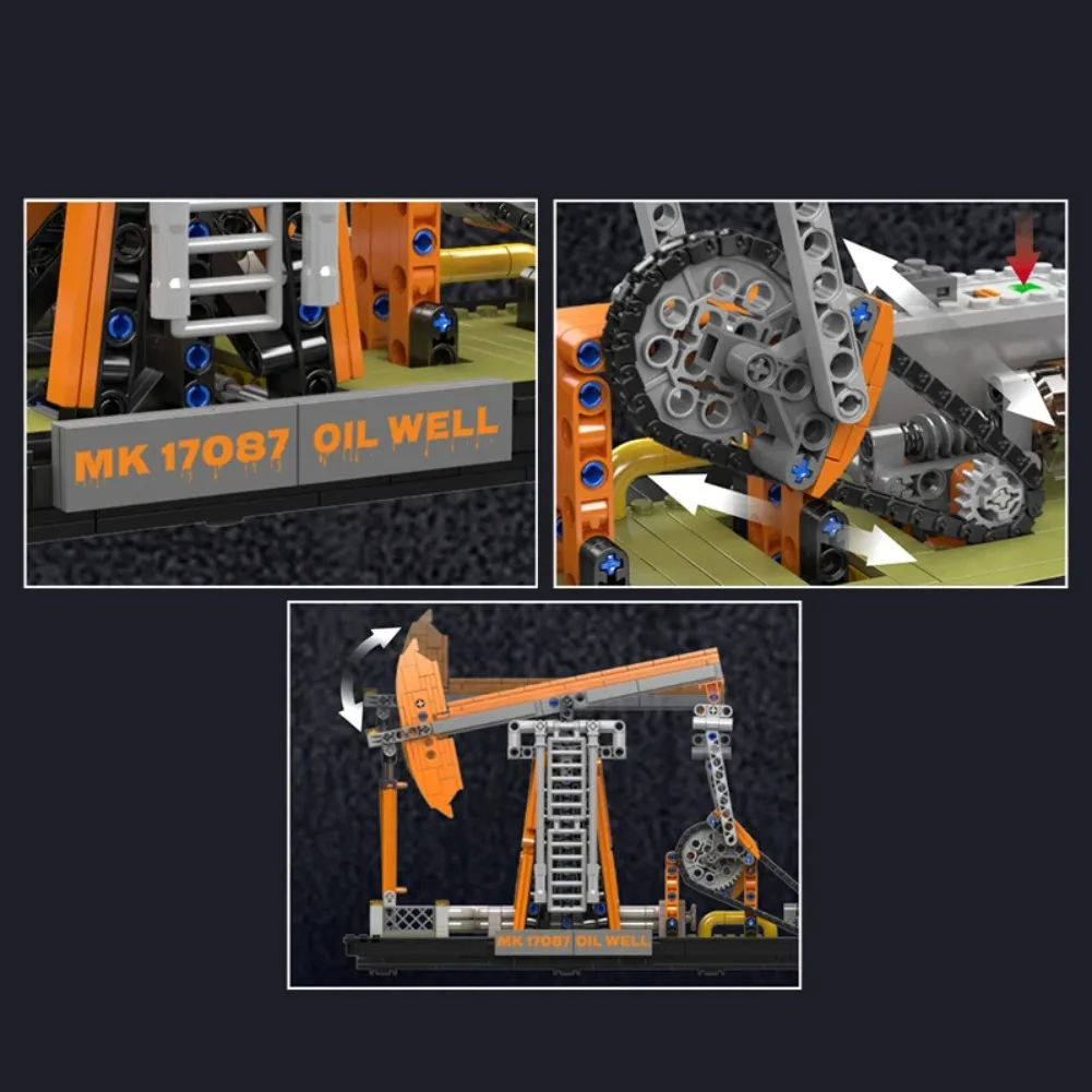 

MOULD KING 840pcs 17087 Oil Well Model Technology MOC Engineering 840 PCS Building Blocks Toy with Electrical Motors Bricks Kit