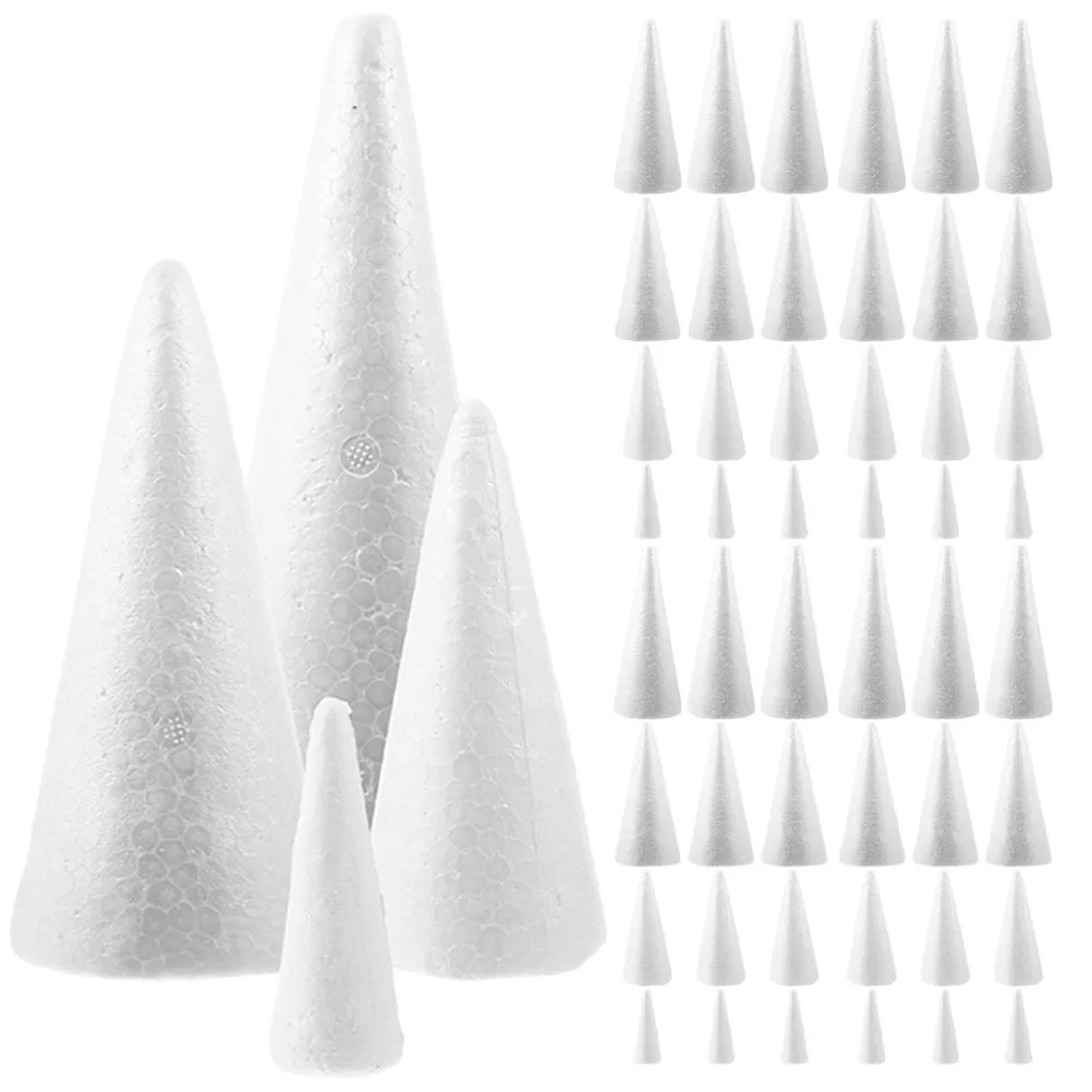 

20pcs Foam Cone Christmas Tree Decor Diy Craft Foams Cones For Holiday Party Xmas Decoration White Unfinished Craft