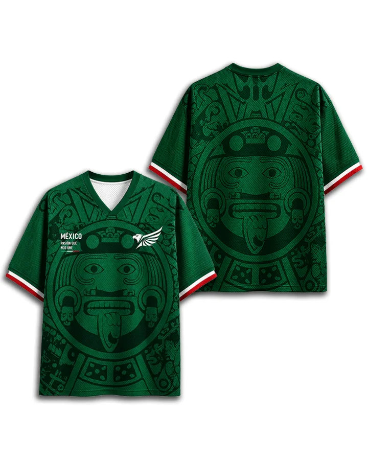 American Retro Mexican Solar Calendar Totem 3D Printed Men's and Women's Breathable Loose Mesh Support Short Sleeved Shirt