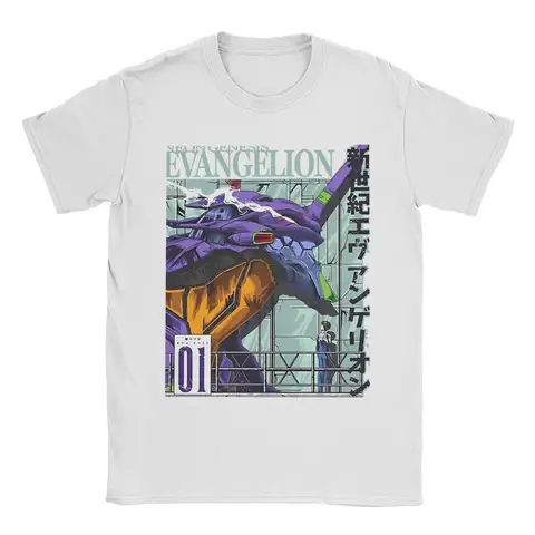 EVANGELION 남성 여성 티셔츠, 100% 코튼 의류, 힙합 EVA 애니메이션 크루넥 반팔, 01