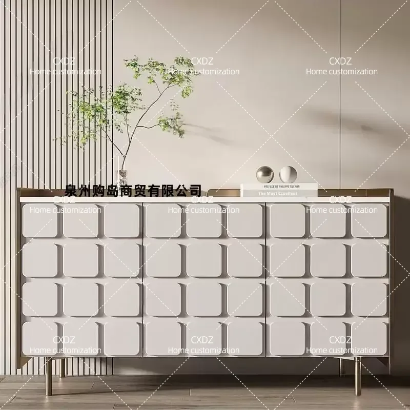 Italian Paint Dining Side Cabinet Home Light Luxury Porch Cabinet Multi Functional Living Room Storage Locker Solid Wood