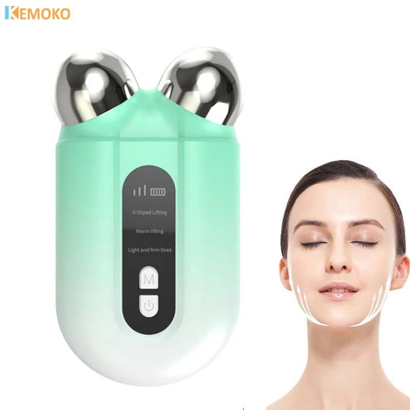 Masajeador Facial EMS, máquina de microcorriente para Lifting Facial, rodillo para rejuvenecimiento de la piel, dispositivo de belleza antiarrugas