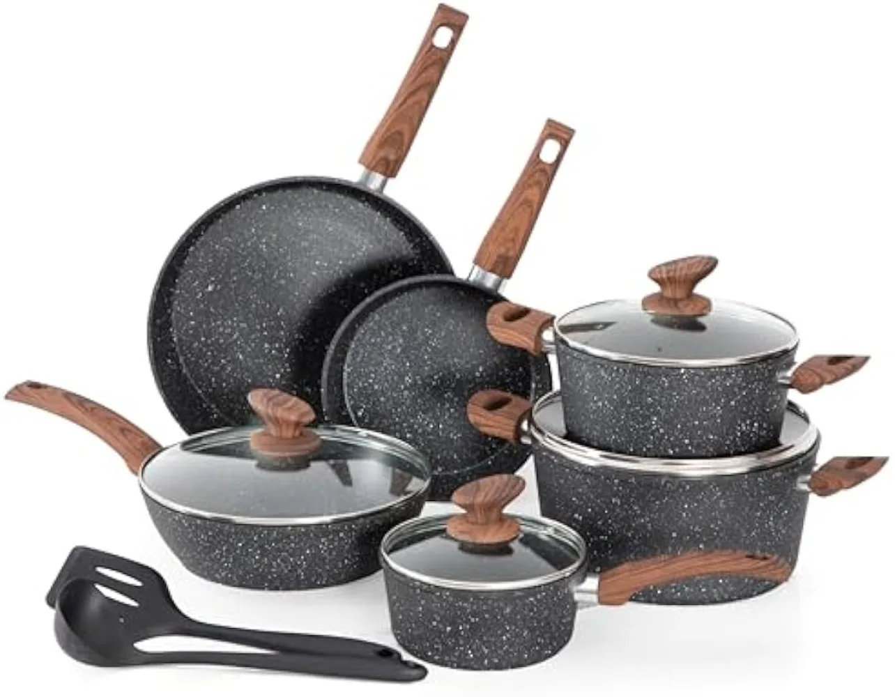 MAISON ARTS Pots and Pans Set Nonstick, 12 Pcs Kitchen Cookware Sets Granite Cooking Set for Induction & Dishwasher Safe, Oven