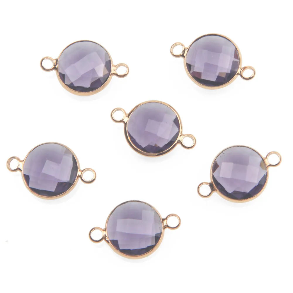 Connecteurs ronds en verre pour bijoux, fournitures de breloques PmotBracelet, accessoires faits à la main en laiton bricolage, 12.5x20mm, 10 pièces