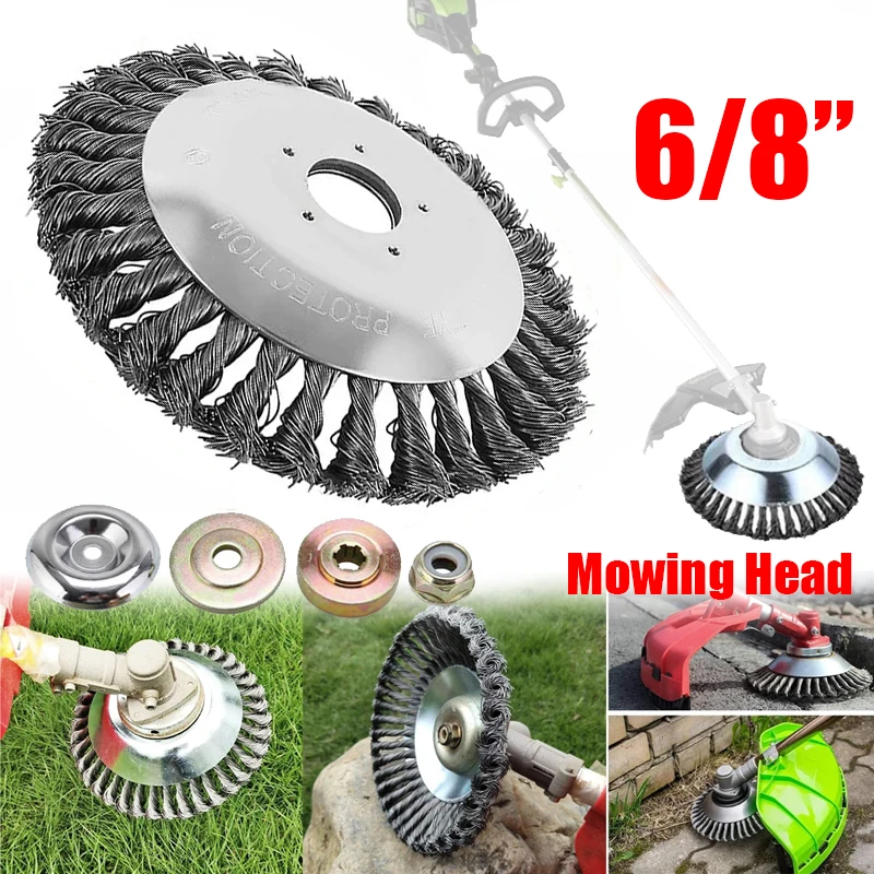 

6/8 дюймов стальная проволочная щетка, Головка триммера для травы, универсальная газонокосилка, колесо для удаления сорняков, головка резака, садовый инструмент