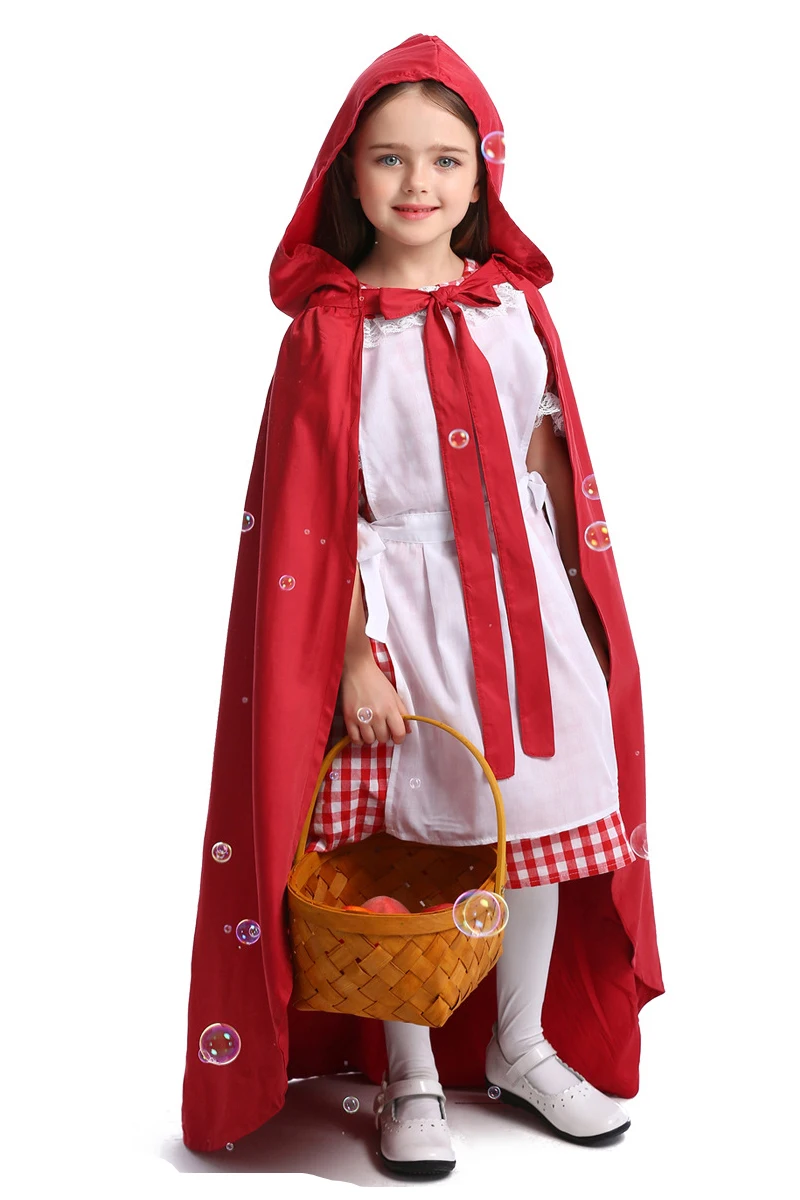 Deluxe Version 3-4Y 4-12Y Toddler Children Girls Little Red Riding Hood Costume Dress Cape Cloak Umorden