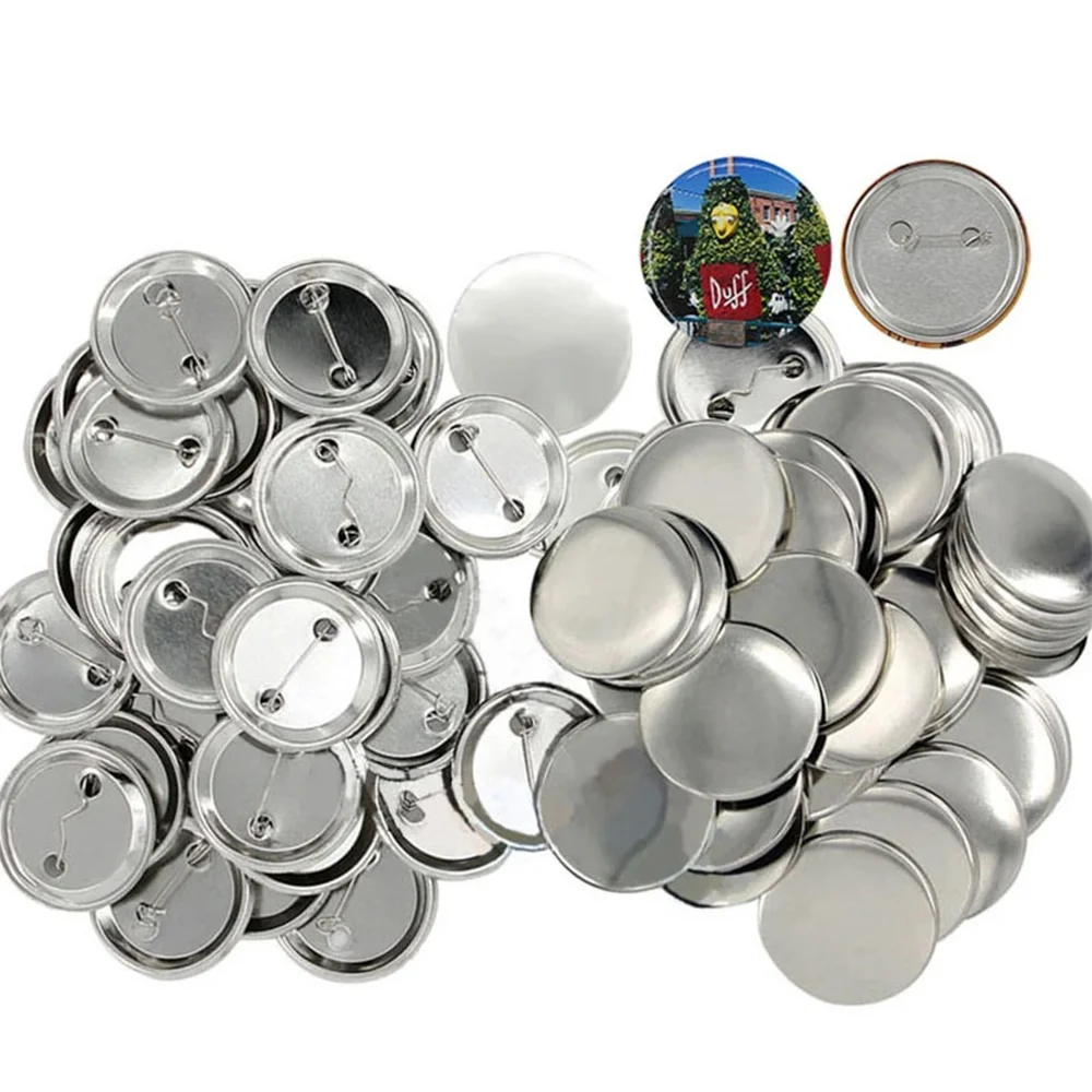 100 Sets Of Metal Badge Pin Button Making Parts Diy Blank Badge Button Parts Tinplate Bottom Badge Making Materials