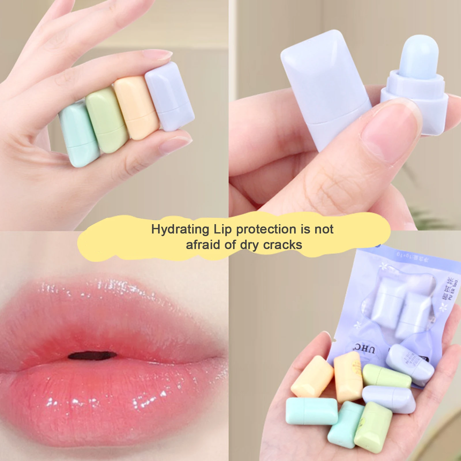 

2pc Cute Fresh Tea Lip Balm Lip Oil Moisturizing Clear Transparent Lipstick Base Hydrating Natural Plant Anti-Cracking Lip Care