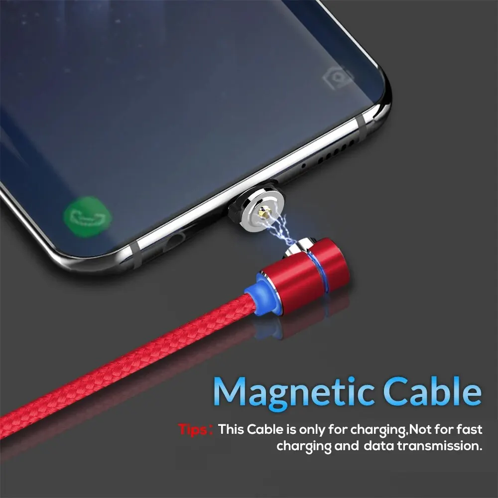 TOPK Magnetic Charging Cable 360° Rotating Magnetic Phone Charger Cable with LED Light, 90° Angle Connector, Nylon-Braided Cor