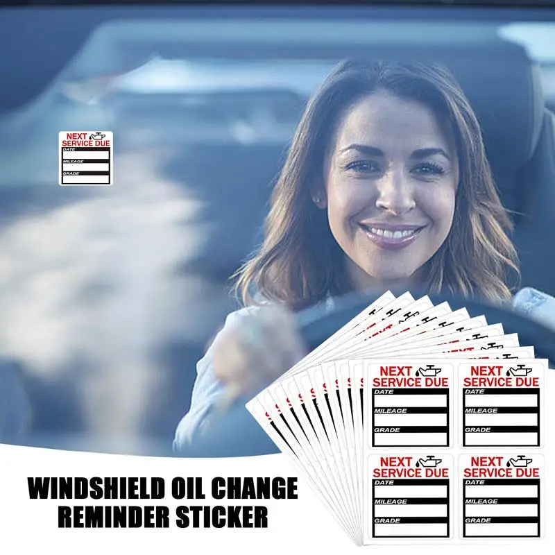 40pcs Oil Change Stickers 2x2 Inch Windshield Oil Change Reminder Stickers No Residue Next Service Due Labels For Auto and motor