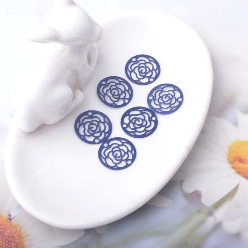 30 Stück AC6812 Messing-Filigran-Schmuck Rosenblüten-Verbinder Anhänger DIY Damen Ohrring Halskette Zubehör – Detail 9
