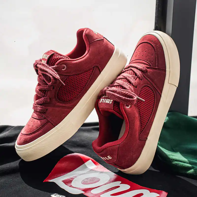 

Spring-autumn PU Leather Trainer Men Basketball Men Sneakers Breathable Red Male Shoes Sports Suppliers Order Advanced Tene