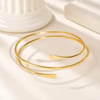 Upper Arm Cuff Bracelet for Women Minimalist Gold Plated Adjustable Open Armband Statement Party Armlet Jewelry - Image 3