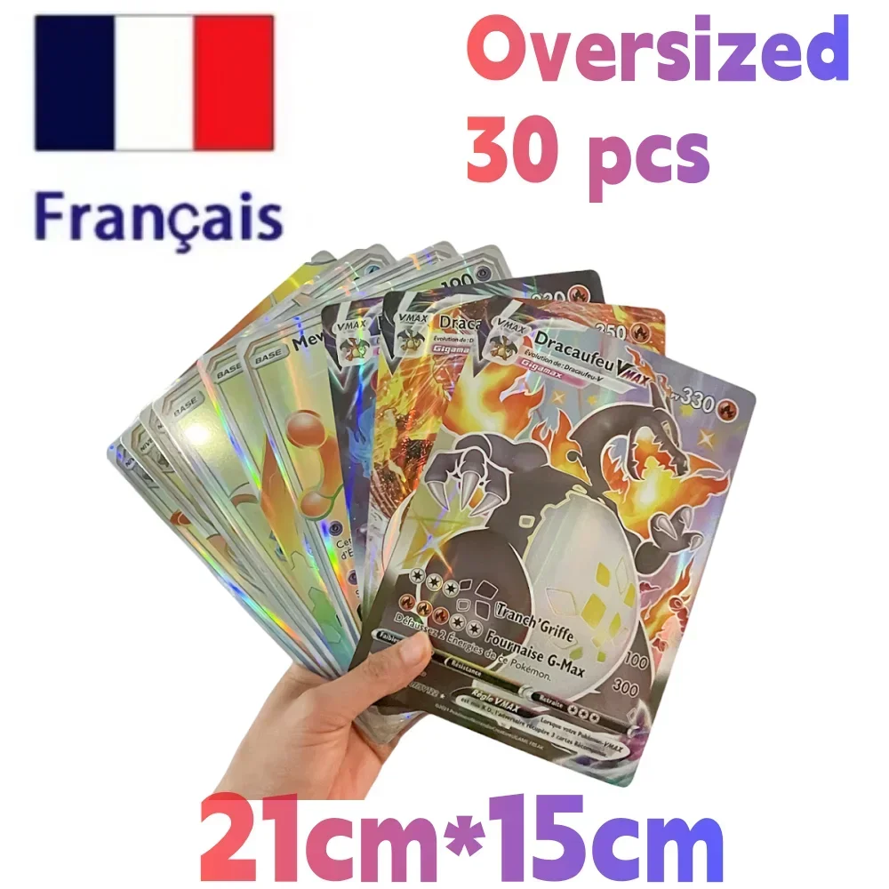 New Oversized Pokemon Cards 30Pcs Jumbo Letters Card Vmax Vstar GX Arceus Pikachu Charizard Super Shiny Rare Card Birthday Gift