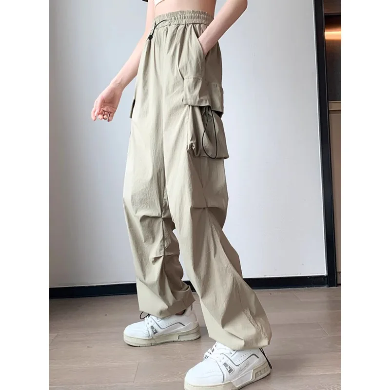 quick-drying overalls women's trendy cool street ultra-thin wide-leg design feeling tied feet two wear dancing trousers summer