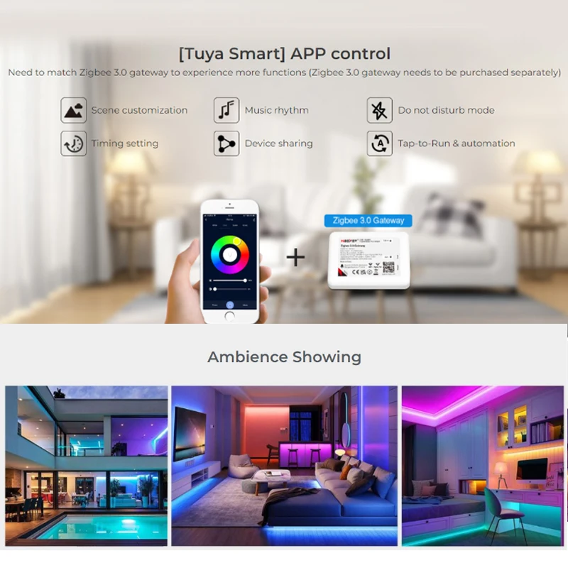 Imagem -03 - Zigbee 3.0 Luz Tira Controlador Cct Única Cor Rgb Rgbw Rgb Mais Cct 2.4g Wifi Led Controlador Remoto Gateway Controle de Smartphones